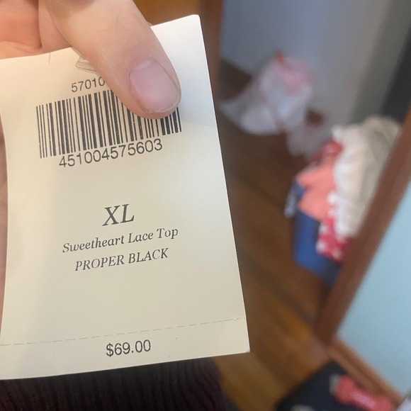 NWT Boston Proper Womens Dark Romantic Sweetheart Lace Top Blouse Black Size XL - Picture 5 of 6